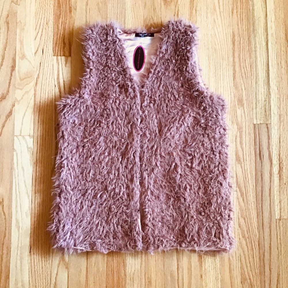 NWT Pink Faux Fur Vest sz Large